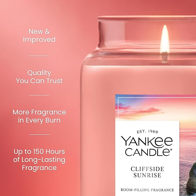 Yankee Candle Cliffside Sunrise Scented Candle, 22oz Large Jar with up to 150 Hour Burn Time, Giftable