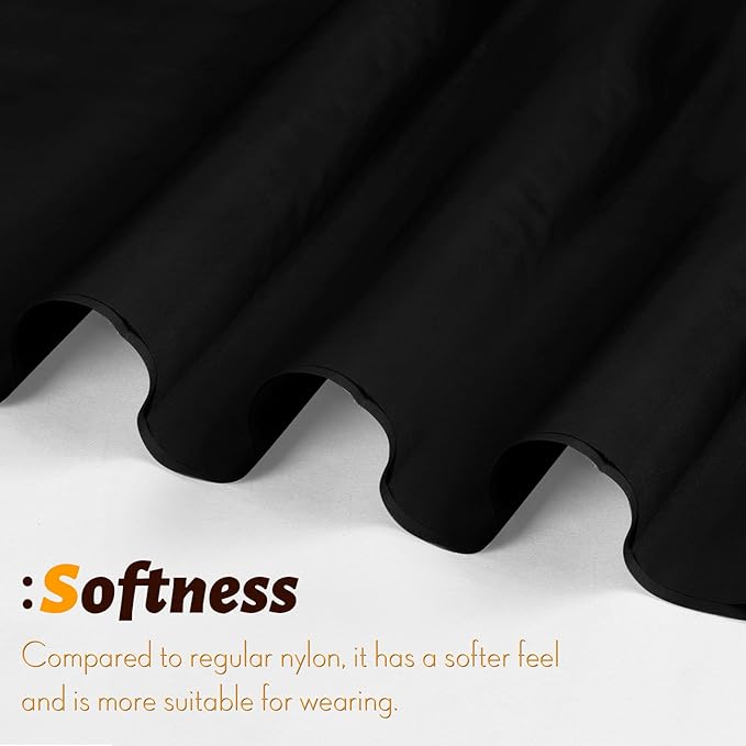 Vonty Waterproof Fabric Ripstop Nylon Fabric by The Yard - 60 Inch Wide(3 Yard), Water Proof Black Fabric Lightweight Kite Fabrics for Tent Bag Tarp DIY Craft Travel Outdoor