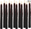 12PCS 10-Inch Black Bleeding Taper Candles,Vampire Tears Taper Candles- Unscented Candle Pack Ideal for Halloween, Christmas, Rituals, and Themed Party Decor.