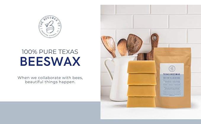 The Beeswax Co Pure Texas Beeswax Block - Ultra Clean - Naturally Filtered & Honey Scented - Premium Food Grade Yellow Bees Wax for Candles, Butcher Blocks, Etc - Organic Bee Wax Bars - 5lb