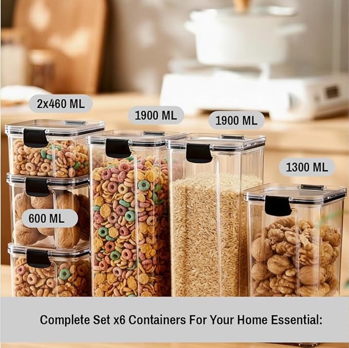 Kitchen Storage Containers Set With Lids - Pantry Organizers For Home And Kitchen - Airtight Plastic Containers For Daily Food Organization (6)