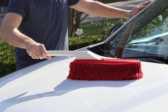 California Car Duster Plastic Handle Duster with Red Cotton Mop 73554 Quickly and Safely Removes Light Daily Dust