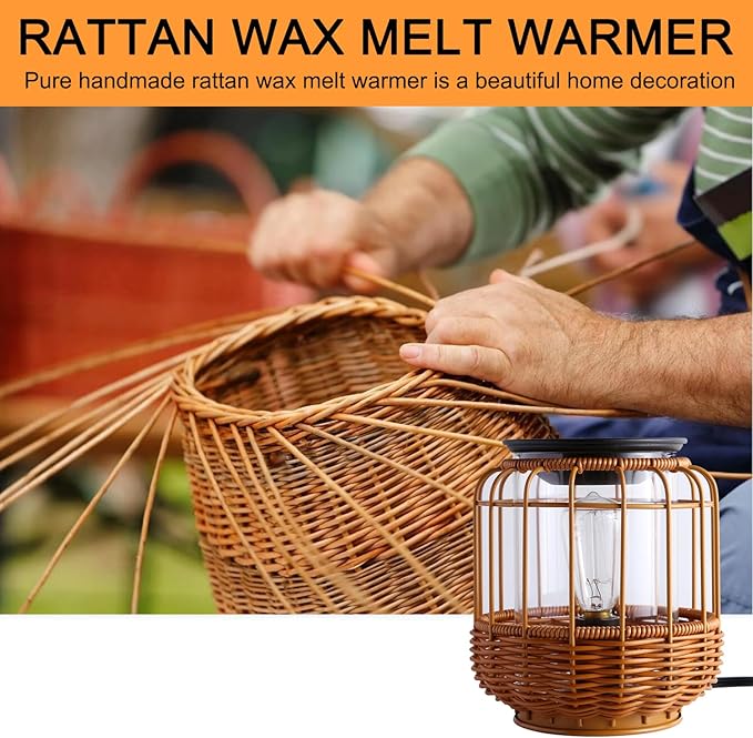 kobodon Electric Wax Melt Warmer Birthday Gifts for Women and Mom Edison Wax Warmer Fragrance Warmer for Home Office Gifts & Decor(Rattan Aroma Lamp)