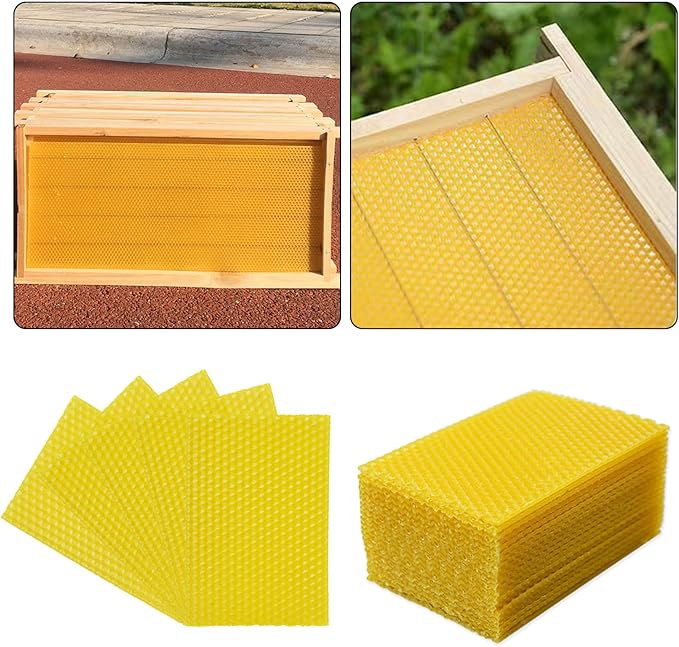 20Pcs Beeswax DIY Candle Making Kit, Natural Beeswax Honeycomb Sheets for Candle Making Beekeeping, Beehive Wax Foundation Sheets Candle Rolling Kit for Beeswax Sheets & Decorations (132 x 90 mm)