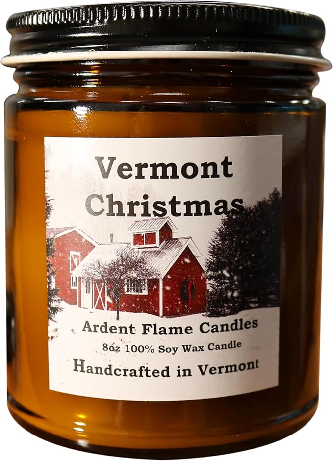 Candles | Vermont Christmas | 100% Natural Soy Wax Candle for Home Decor | Highly Scented | Premium Fragrance | Handmade in Vermont, USA | 8 oz | Long Lasting | Gift for Women and Men