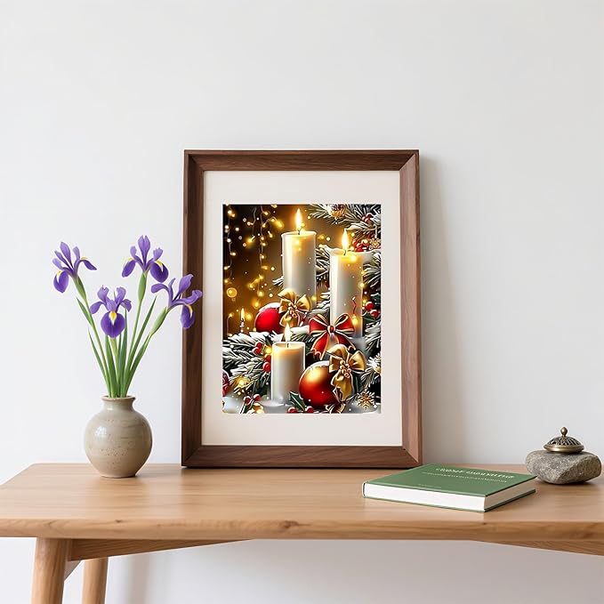 Skyboda Christmas Diamond Art Kits for Adults Beginners, Christmas Candles Diamond Painting Kits for Adults,5D Full Drill DIY Diamond Dot Gem Art Kit Wall Home Decor Arts Craft 12x16 inch