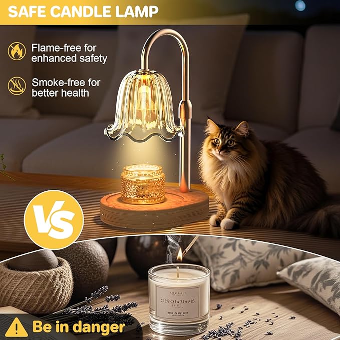 PHILORN Candle Warmer Lamp with Timer Dimmable, Adjustable Electric Candle Light Warmer for Wax Jar, Birthday Gifts for Women, Mum, House Warming Gifts New Home Decor with 2 Bulbs (US)