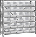 Quantum 1839-104CL Heavy Duty Shelving Unit with (7) Shelves and (30) Clear QSB104 Bins for Garage Warehouse Storage Distribution | 400 lb Load Capacity | 18"D x 36"L x 39"H, Galvanized Carbon Steel
