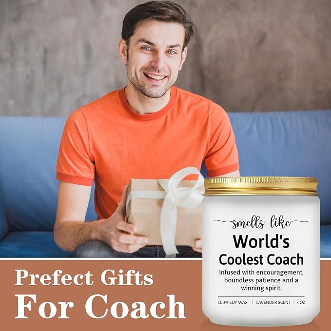 Cool Coach Gifts for Men Women, Gifts for Coaches of Baseball, Soccer, Football, Tennis, Softball, Cheer, Swim, Track, Lacrosse, Rugby - Best Appreciation Thank You Coach Candle Gift