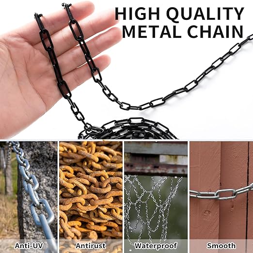 150 ft 1/12" Metal Hanging Chains Fixture Chain Decorative Black Chain Light Duty Chain Utility Chains for Hanging Plants, Basket, Light Fixture, Chandelier, Lamp (2mm 150ft)