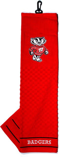 Team Golf NCAA Wisconsin Badgers Embroidered Golf Towel Embroidered Golf Towel, Checkered Scrubber Design, Embroidered Logo