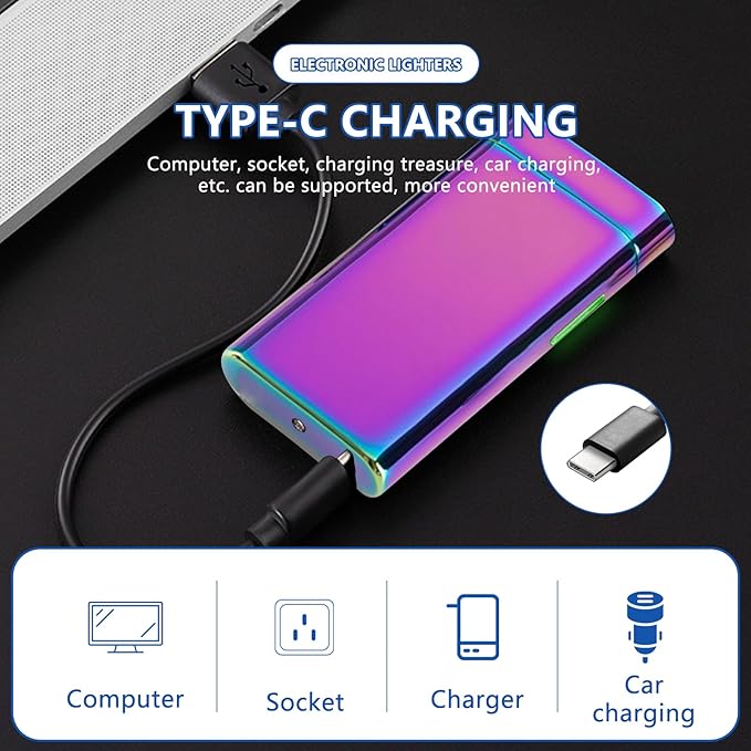SKRFIRE Plasma Lighter Arc Lighters USB Rechargeable Lighter Windproof Electric Lighters with Multi-Mode Flashlight, Digital Battery Display, Perfect for Camping, BBQ & Outdoor Survival（Color）