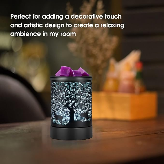Enaroma Fragrance Wax Melts Warmer with 7 Colors LED Changing Light Scent Oil Candle Warmer for Home Office-Deer Timer