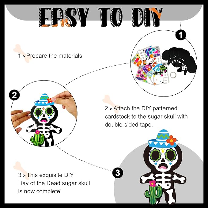 Cinrobiye 24Set Day of The Dead Craft Kits Sugar Skull Masks Craft Kits DIY Paper Mask for Halloween Pinata Goodie Bag Fillers Dia De Los Muertos Birthday Party Favors Holiday Home School Art Project