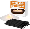 Conelist 100 Pack 4 Inch Cotton Wicks for Sand Candles Making Natural Cotton Candle Wicks, Low Smoke, No Lead and Metal for Candle Making DIY (Black)