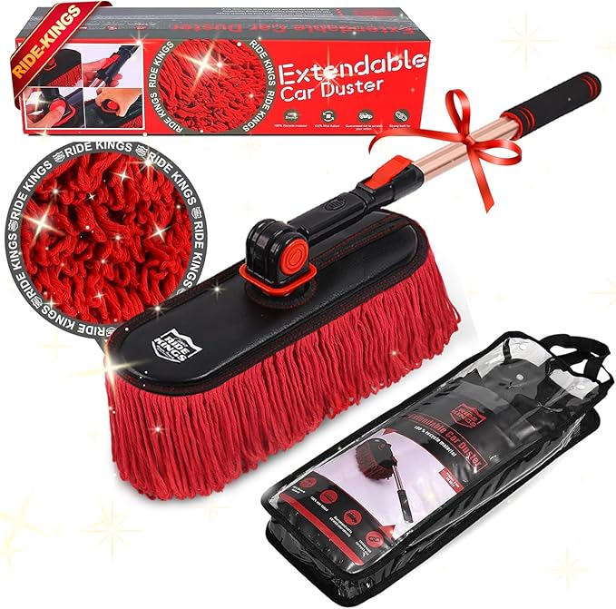 Car Cleaning Supplies Duster, Exterior Scratch Free, Soft Brush Kit for Truck SUV RV Motorcycle, Wax Cotton Hair, Extendable Handle, Car Feather Duster No Lint, Gifts for Men Women