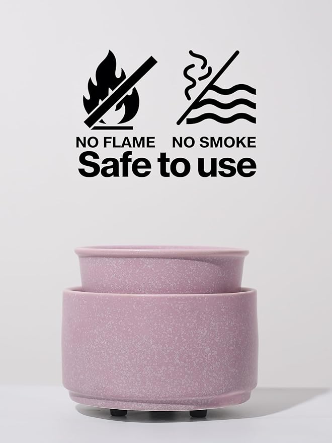 Ceramic Electric Wax Melt Warmer & Cube Oil Melter Cute Small Warmers Aromatherapy for Home Decorative Burner Melts Scented Candle Tart Scent Warm Fragrance (Light Purple)