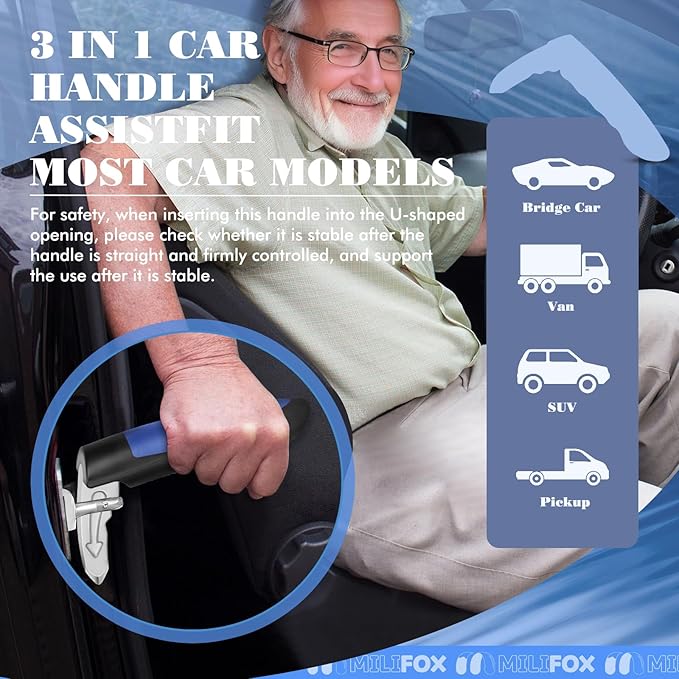 Car Door Handle for Elderly Car Handle Assist Support, 3 in 1 Portable Auto Grab Handles for Handicap Seniors