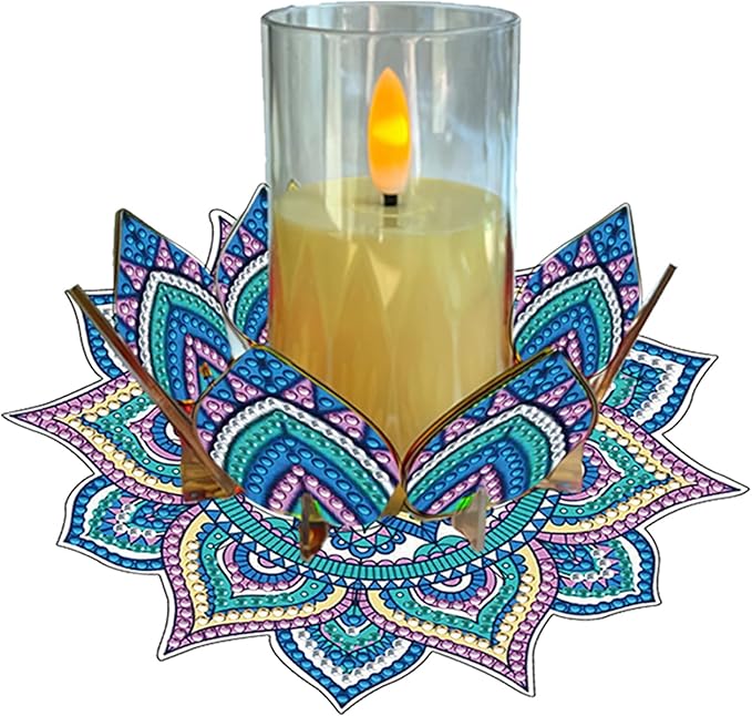 5D DIY Diamond Art Painting PVC Flower Candle Holders Tealight/Tea Light/Votive Candle Holder, for Table Centerpiece Home Décor Party Wedding Dinning-Flower-5