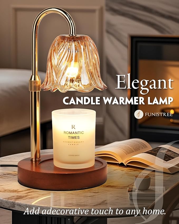 Candle Warmer Lamp, Gold Candle Lamp Warmer with Timer & Dimmer with 2 Bulbs, Birthday Gifts for Women Mom, House Warming Gift New Home Bedroom Decor, Height Adjustable