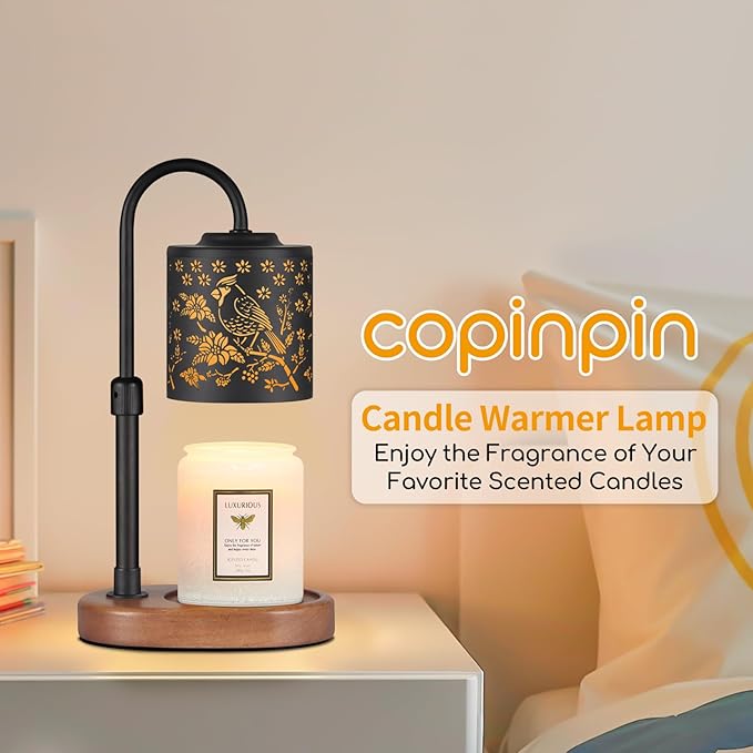 Dimmable Candle Warmer Lamp with Timer Adjustable Height for Scented Jar Candles Electric Candle Wax Melt Warmer for Home Decor Christmas Birthday Gifts for Women Mom(Cardinal)