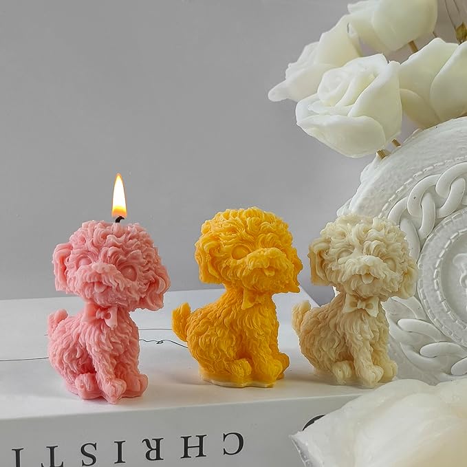 Dog Cylinder Candle & Resin Mold - Resin Casting Silicone Molds for Home Decor & Candle Making Wave Spiral Mold