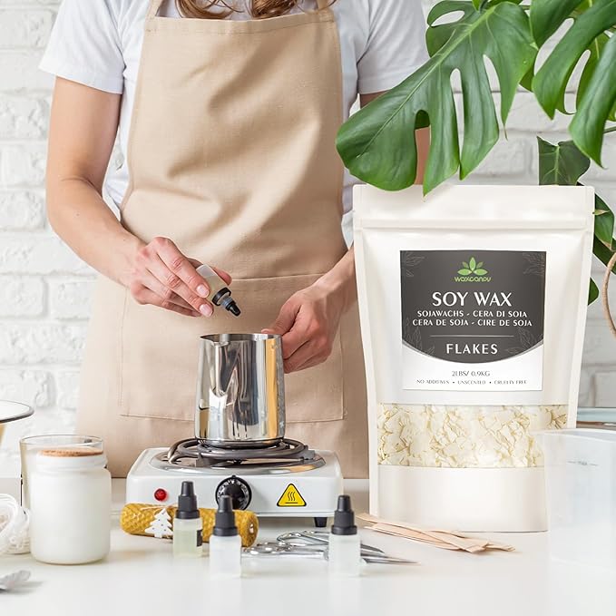 Soy Wax Flakes, Waxcanpy Natural Candle Wax, Organic Soy Wax for Candle Making from Farm, No Additives, Harmless and Pure (20lb)