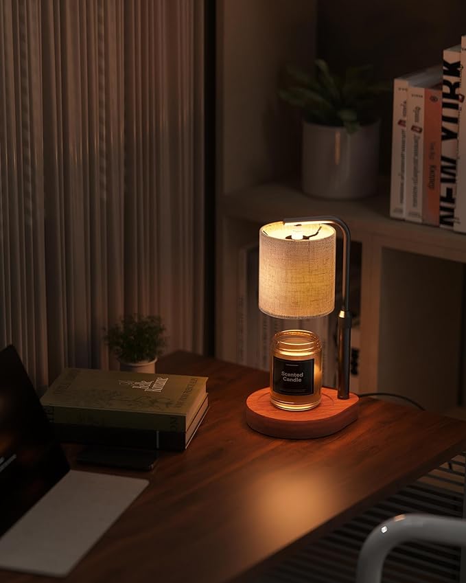 Candle Warmer Lamp with Timer & Dimmer for Yankee Candles, Adjustable Height Candle Warmer for Jar Candles, Wax Melt Lamp for Cozy Home Decor & Gifts,Linen, 2 Bulbs