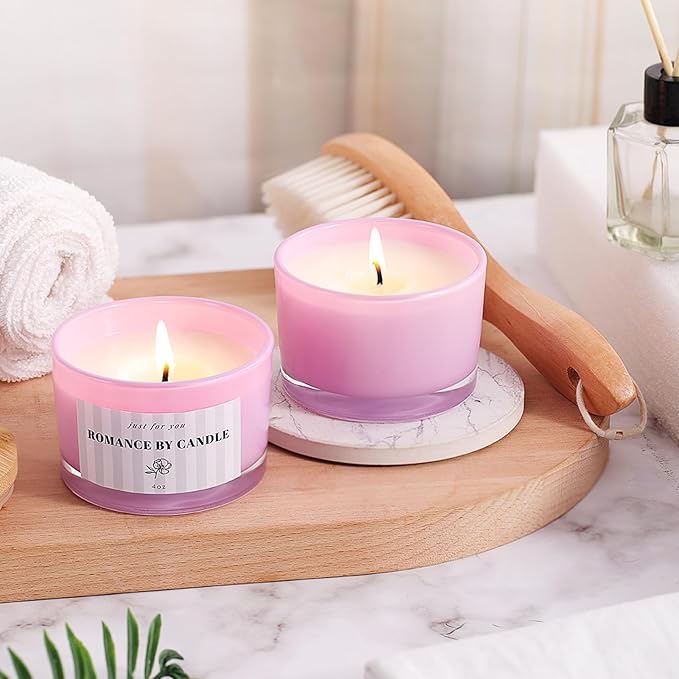REISEN 12 PCS Purple Candle Jars for Making Candles, 4 OZ Glass Jars with Bamboo Lids and Sticky Warning Labels, Candle Containers for DIY Gifts, Candle Making Supplies