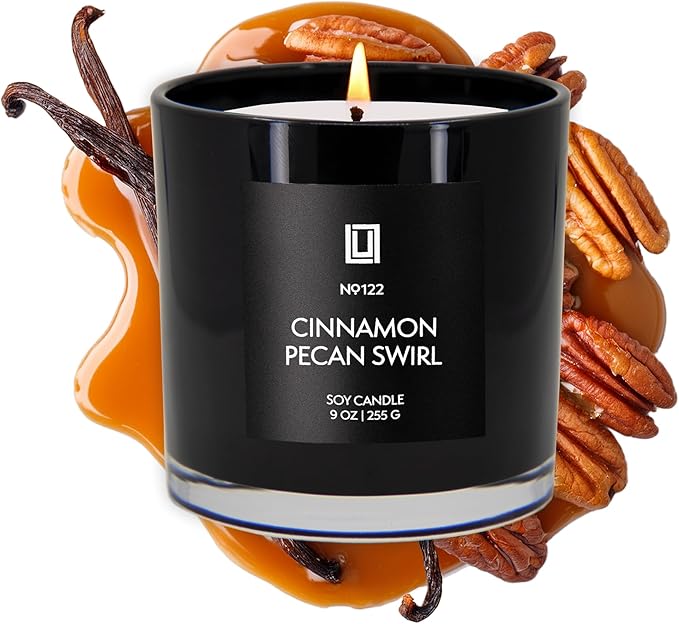 Lulu Candles | Cinnamon Pecan Swirl | Luxury Scented Soy Jar Candle | Hand Poured in The USA | Highly Scented & Long Lasting (9 Oz.)