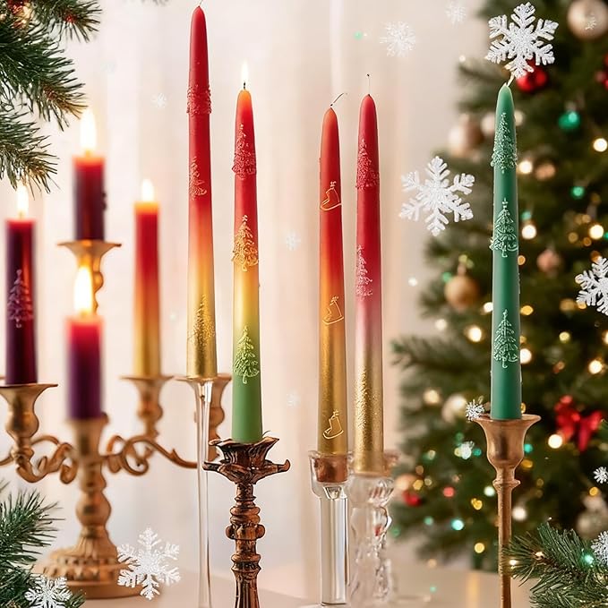 2 PCS Christmas Long Candle Silicone Mold,Pillar Candlestick Candle Mold Christmas Tree and Walnut Soldiers Candle Mold for DIY Handcraft,Gift Wedding Party Home Dinner Festive Days