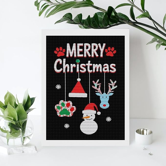 AIVKIEJK Diamond Painting Kits for Adults - Merry Christmas Paw Painting DIY 5D Full Drill Diamond Dots Paintings with Diamonds Gem Art and Crafts Home Decor 12"x16"