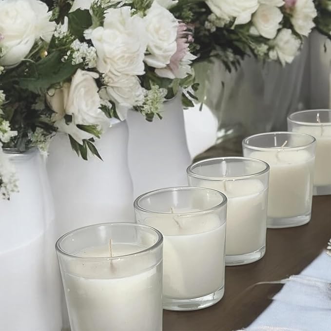 Stonebriar 12 Hour Long Burning Unscented Wax Filled Votive Holders, 12 Pack, White