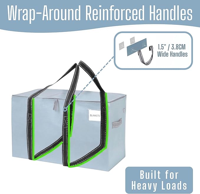 VENO 6 Pack Heavy Duty Moving Bags, Extra Large Storage Bags with Reinforced Handles & Strong Zippers, Foldable & Reusable Moving Box Alternative for Clothes & Dorm Storage