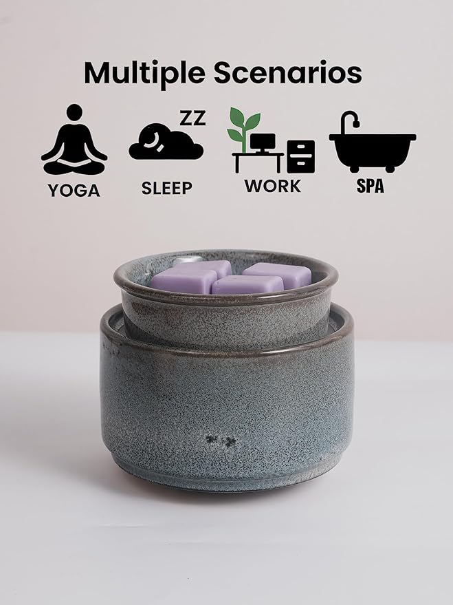 Ceramic Electric Wax Melt Warmer & Cube Oil Melter Cute Small Warmers Aromatherapy for Home Decorative Burner Melts Scented Candle Tart Scent Warm Fragrance (Blue Mix)