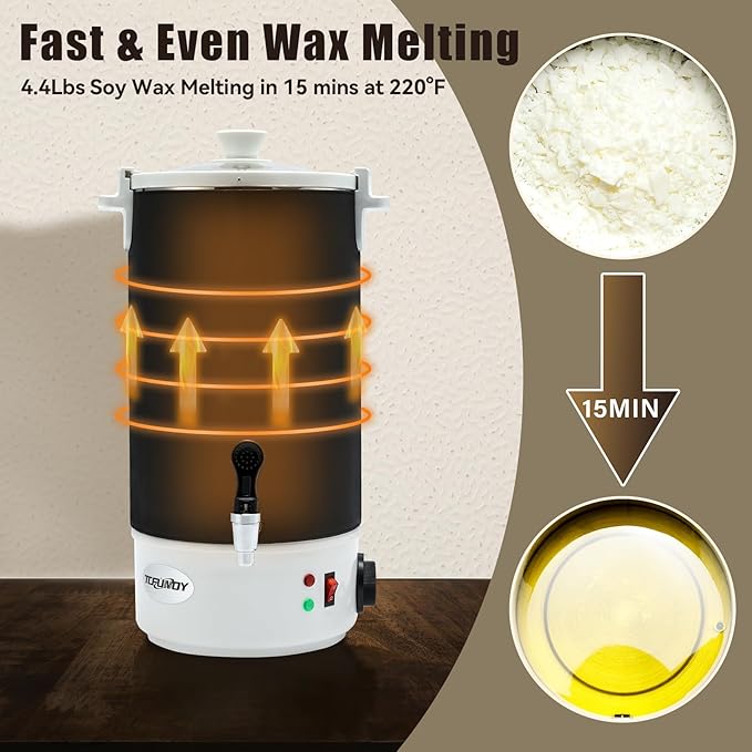 TCFUNDY Wax Melter for Candle Making 10L Black, Electric Non-Stick Candle Wax Melter Pot 10L, DIY Candle Making Kit for Adults, Soy Wax and Beeswax Candle Maker