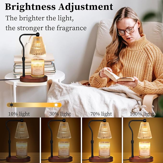 seenlast Candle Warmer Lamp with Timer Dimmer Adjustable Height, Electric Wax Warmer Vintage Home Decor for Scented Jar Candles,Birthday Gifts for Women