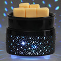 Wax Melt Warmer 3-in-1, Ceramic Candle Warmer & Oil Burner with Starry Sky Holes & Auto-Fading 7-Color Light, Fragrance Warmer for Scented Wax, for Mom Wife Sister (Black)