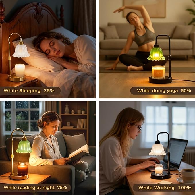 DomeStar Flower Candle Warmer Lamp, Adjustable Height Wax Melting Unique Lamp with Timer & Dimmer, Vintage Bedroom Decor for Scented Jar Candles - Ideal for Housewarming Birthday Valentine's Day Gifts
