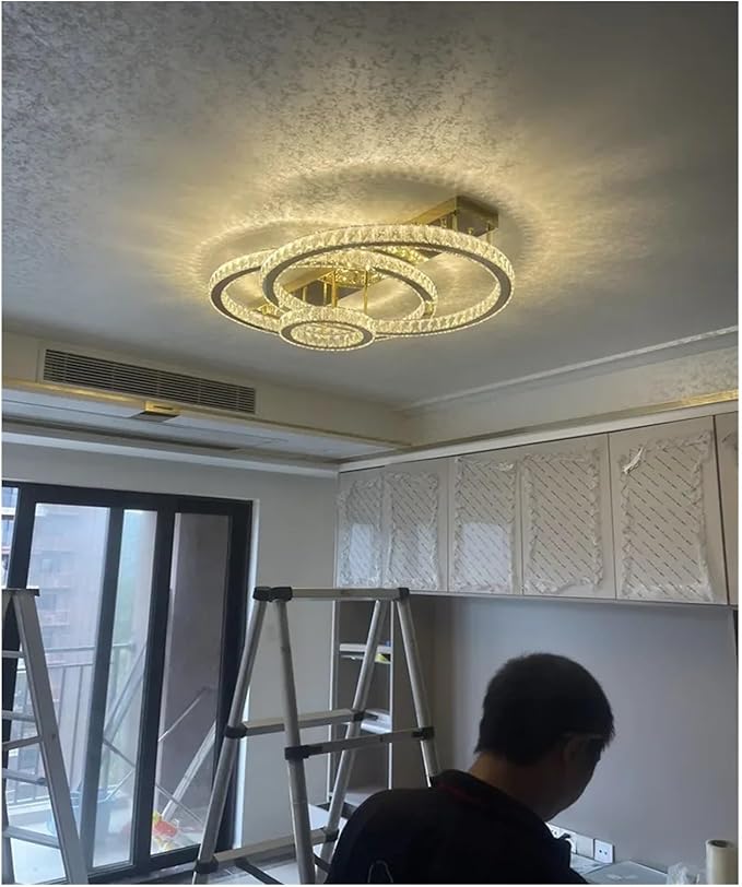 Modern Chandelier, LED Ceiling Hanging Lamps Modern Crystal Gold Round Living Dining Table Room Bedroom Kitchen Home Decor Pendant Chandelier Light(D40CM 60CM 80CM,Oro)