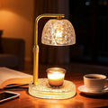 Textured Honeycomb Design Candle Warmer Lamp Adjustable Height, Flameless 4-Level Dimmable Wax Melt Warmer for Jar Candles with 2 Bulbs, House Warming Gifts, Safe Home Use(Pearl White)