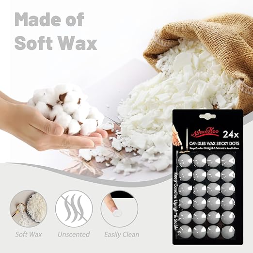 NJAO HOO Candle Sticky Dots Candle Adhesive Taper Candle Accessories Candle Wax Dots Round Double Sided Adhesive Small Candle Accessories(24 Dots)