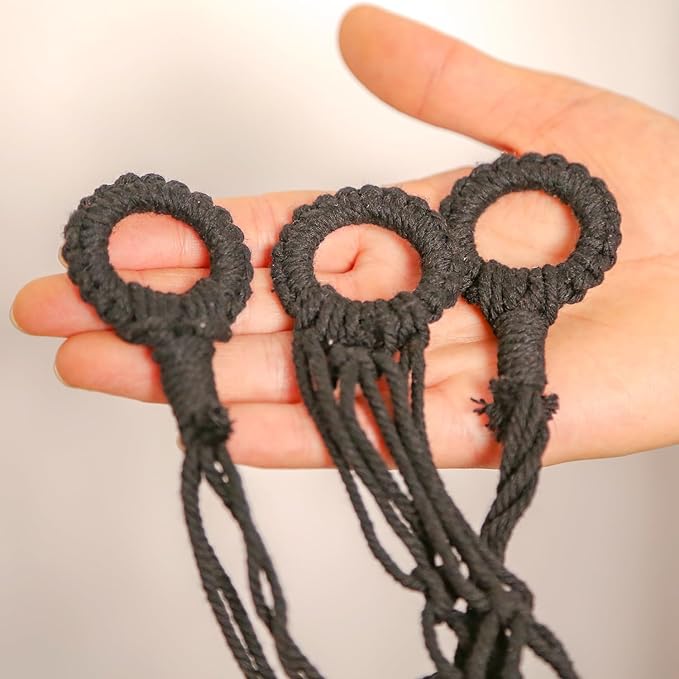 YKBU Stuffed Animals Hammock Corner Hanging Net Macrame Stuffed Animal Storage Plush Toy Holder Toy Organizer for Boho Nursery Playroom Bedroom Kids Room (black, Large)