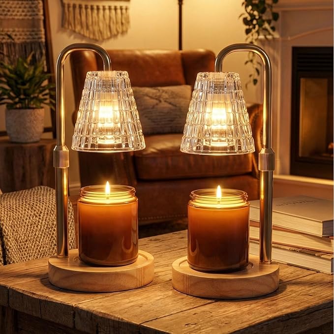 Glimra 2 Pack Candle Warmer Lamp Electric Timer,Candles Candle Wax Warmer for Jar Candles,Adjustable Candle lamp Birthday Gifts,for Mom Women Friend Sister,Office Apartment Dorm Room Home Decor