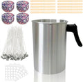 Candle Making Pouring Pot 3L Candle Wax Melting Pot Large Candle Pouring Pitcher Heat-Resistant Handle Dripless Pouring Spout Candle Jars, Wicks, Stickers Wicks Holders Large Candle Pouring Pot