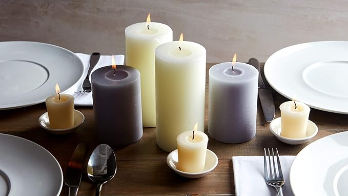 Melt Candle Pillar Candles, 3 Pack - Unscented Candles for Home, Church, Weddings, & More - 3" x 6", Ivory