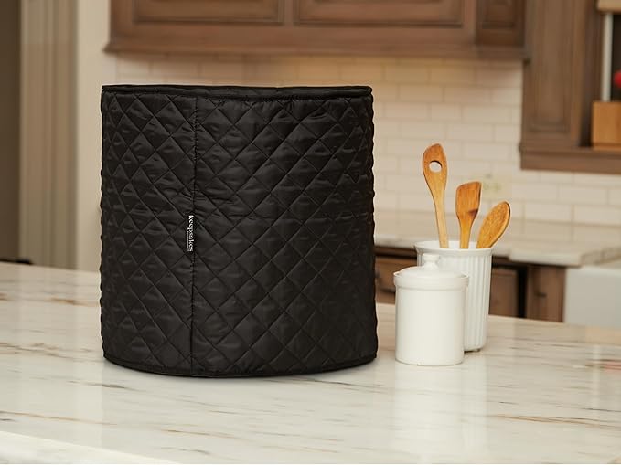 Covermates Keepsakes Coffee Maker Cover – Quilted Appliance Protector for Espresso Makers – Dust & Stain Resistant, Washable Slip‑On Design for Countertop Storage, Black