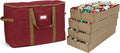 Covermates Keepsakes Adjustable Ornament Storage Bag – Heavy-Duty Polyester, Padded Dividers & FlexGrid Trays – Protective Holiday Ornament Organizer with Handles & Label Window, Red