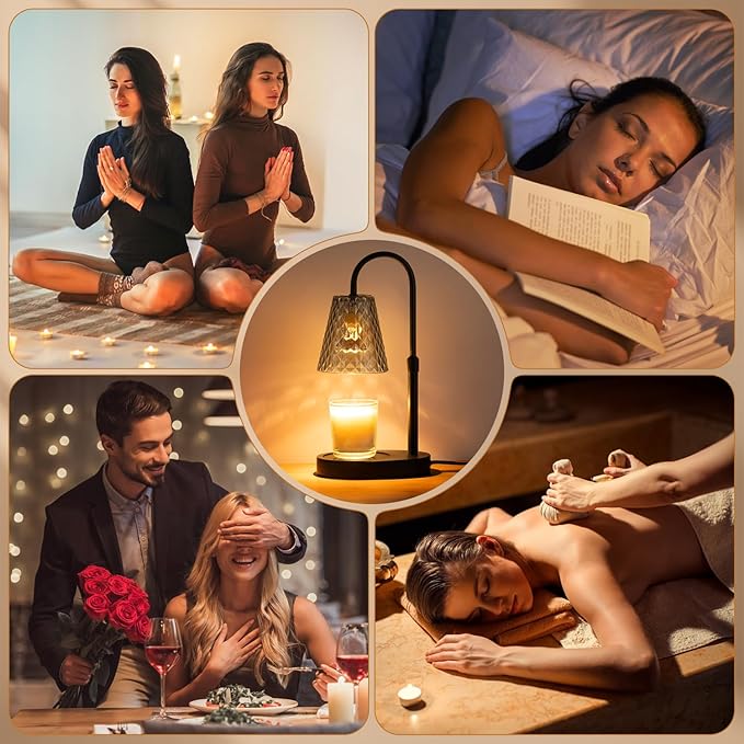 Candle Warming Lamp with Timer : Adjustable Light Level Adjustable Height Flameless and Smokeless Safety Candle Lamps - Jar Candles Home Decoration