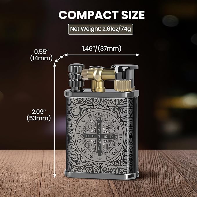 CHOICEDC Vintage Trench Lighter, Cool Pipe Lighter, Reusable Permanent Match, Antique Style Lift Arm Kerosene Lighters Fluid Refillable, Forever Match Lighters, Unique Gifts for Men Women, Constantine